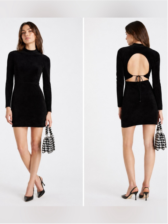 Sandro Dresses & Skirts - Sandro Black Long-Sleeve Cutout Back Mini Dress